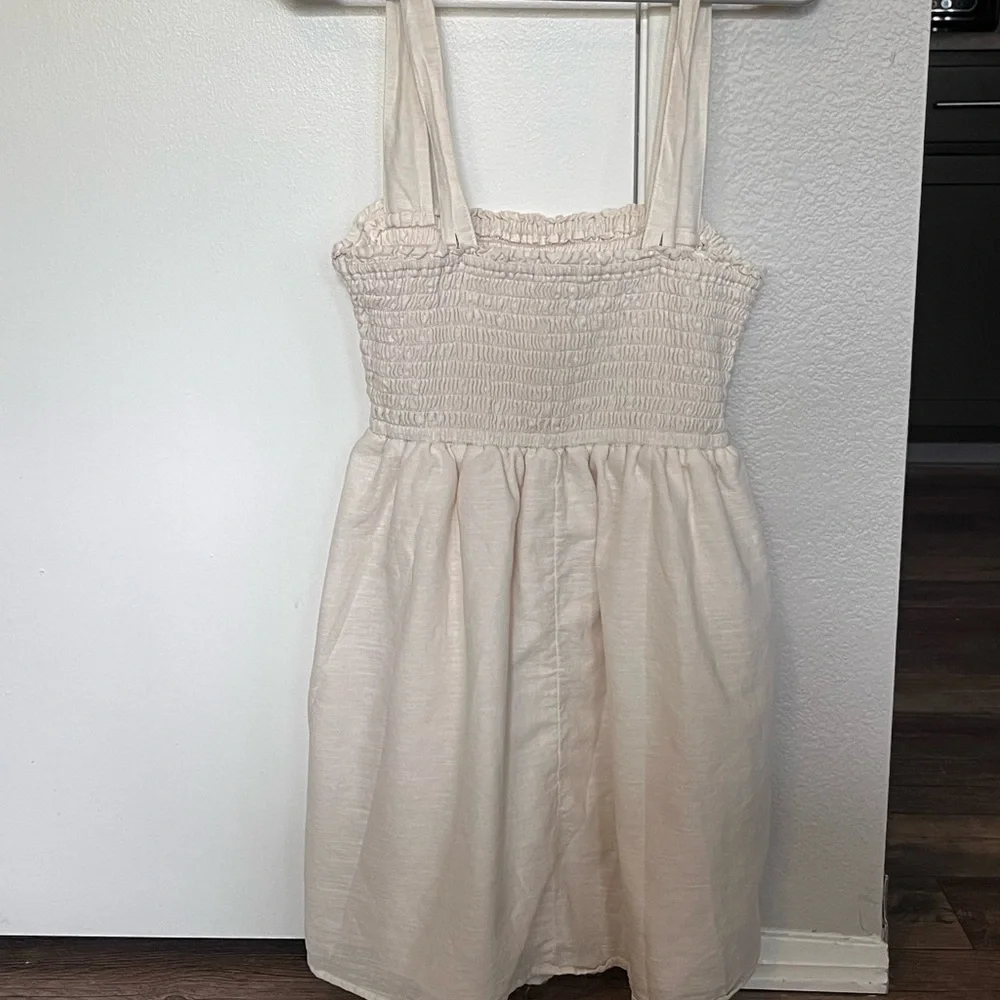 American Eagle Outfitters Cream Smocked Sundress - Picture 2 of 7